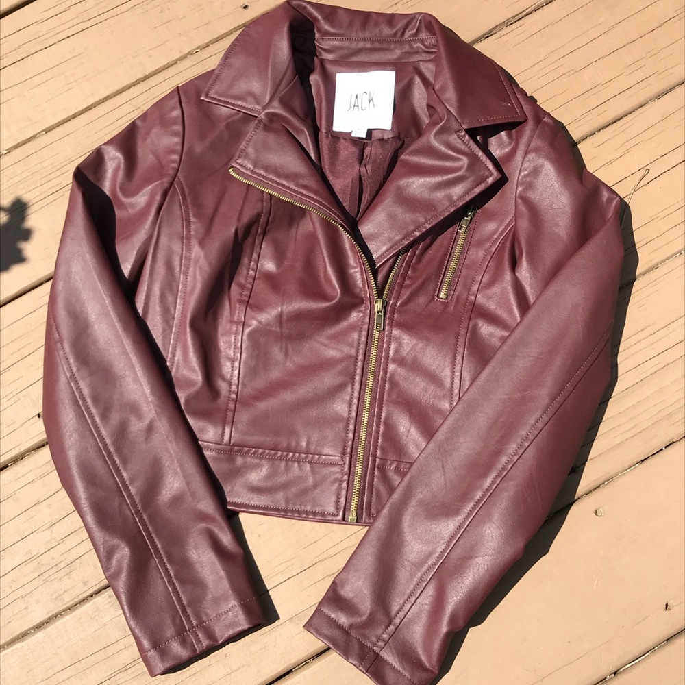 XS faux leather jacket burgundy